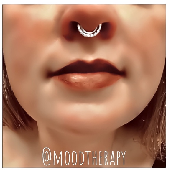 925 Sterling Silver Tribal Ethnic Beaded Seamless Septum Ring Daith Hoop Earring - Picture 5 of 12